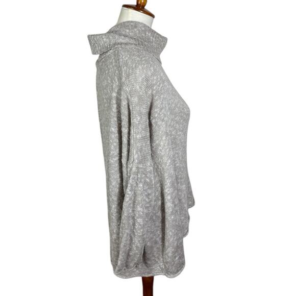 Aerie Oatmeal Knit Split Back Turtleneck Cotton Blend Sweater Size L - Picture 2 of 10